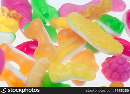 Jelly beans in white background