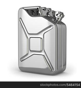 Jerrycan. Metal canister on white isolated background. 3d