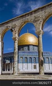 Jerusalem - The Dome of the Rock Mosque with blue sky