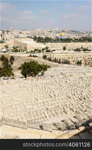 Jerusalem, view of the old city from the Mount of Olives. Jerusalem