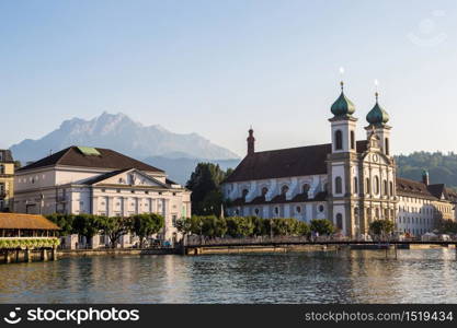 Jesuit Church in Lucerne in a beautiful summer day, Switzerland