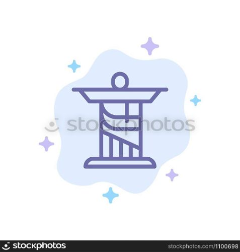 Jesus, Christ, Monument, Landmark Blue Icon on Abstract Cloud Background