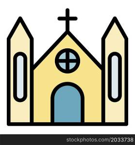 Jesus church icon. Outline jesus church vector icon color flat isolated. Jesus church icon color outline vector