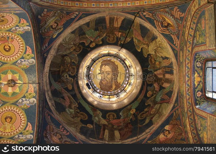 Jesus fresco on the ceiling the church