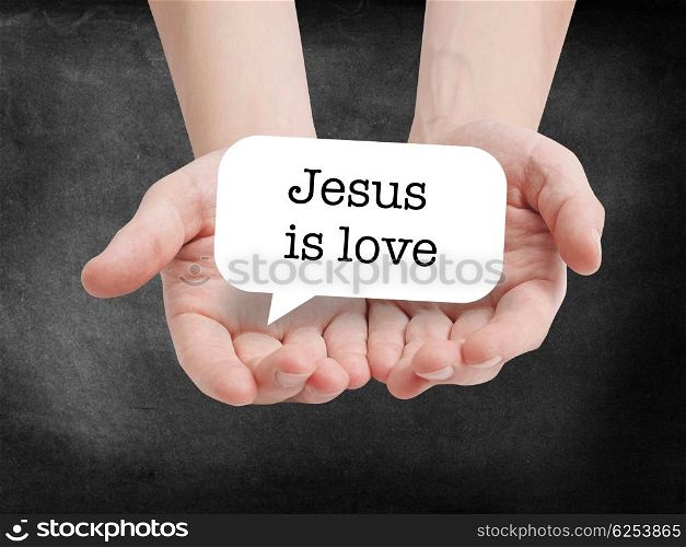 Jesus is love written on a speechbubble