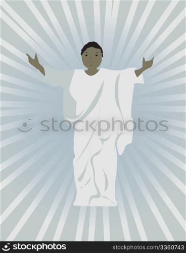 Jesus with outstretched arms, vector illustration