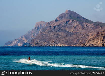 jetski at high speed sailing at sea