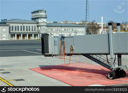 Jetway to aircraft at Tallinn Airport in Estonia