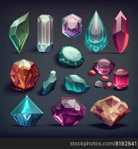 jewel game crystal gem ai generated. background design, jewelry blue, gui emerald jewel game crystal gem illustration. jewel game crystal gem ai generated