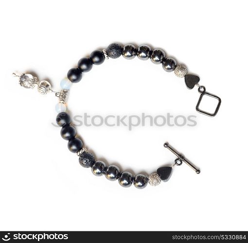 jewel handmade bracelet with semipreciouse stones at white background