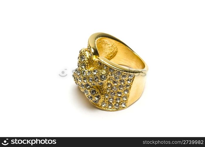 Jewellery gold ring isolated on the white background
