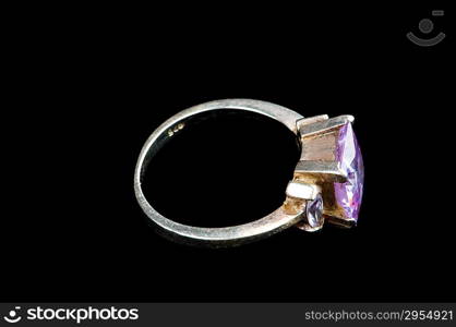 Jewellery ring isolated on the black background