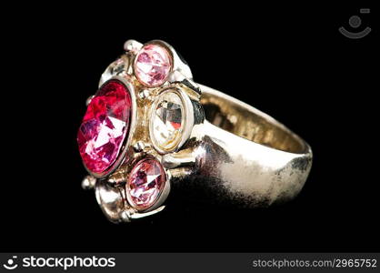 Jewellery ring isolated on the black background