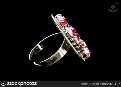 Jewellery ring isolated on the black background
