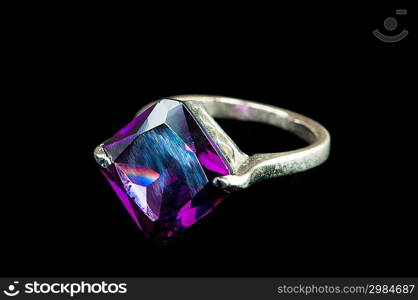 Jewellery ring isolated on the black background