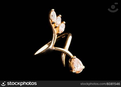 Jewellery ring isolated on the black background