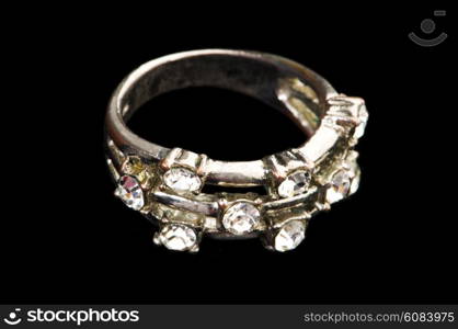 Jewellery ring isolated on the black background