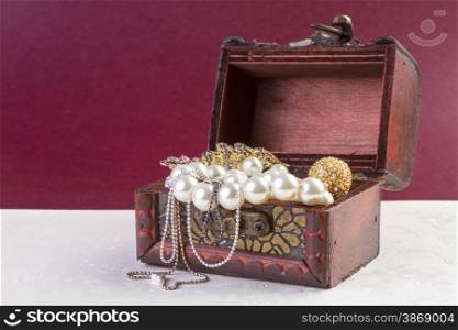 Jewelry Concept - Concept or Metaphor for selling old pearls and gold jewelry for cash&#xA;