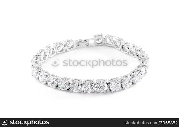 Jewelry diamond bracelet on the white background.