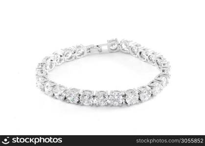 Jewelry diamond bracelet on the white background.