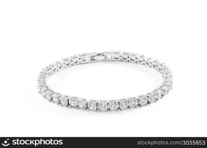 Jewelry diamond bracelet on the white background.