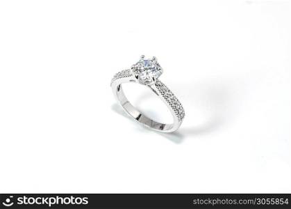 Jewelry Diamond Ring on the white background.
