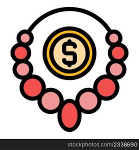 Jewelry price icon. Outline jewelry price vector icon color flat isolated. Jewelry price icon color outline vector