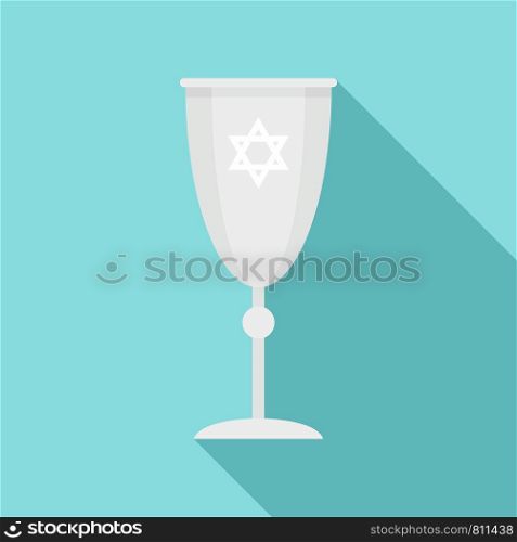 Jewish silver cup icon. Flat illustration of jewish silver cup vector icon for web design. Jewish silver cup icon, flat style