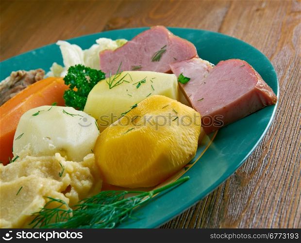 Jiggs dinner - traditional meal of Newfoundland and Labrador, Canada.