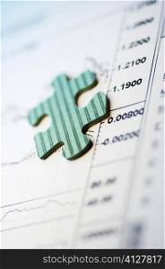 Jigsaw piece on a stock market report
