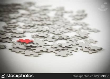 Jigsaw puzzle, success in business concept on white background