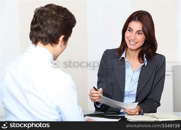 Job applicant having an interview