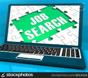 . Job Search On Laptop Shows Online Recruitment And Internet Employment
