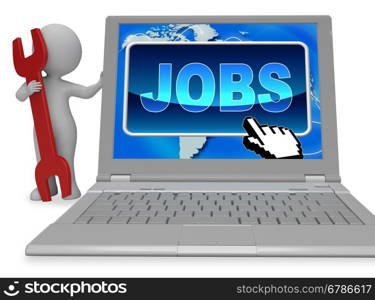 Jobs Button Indicating World Wide Web And Website 3d Rendering
