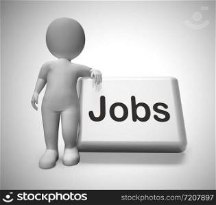 Jobs concept icon means a career or position in employment. Recruitment and workplace unemployment shown - 3d illustration