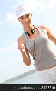 Jogger exercising by the sea