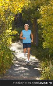 Jogger on Wooded Path in Park