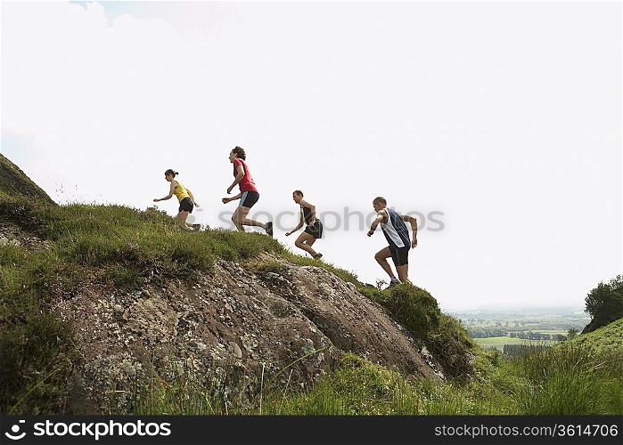 Joggers Running Uphill