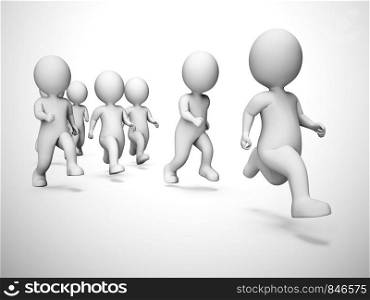 Jogging for exercise athletes during a marathon. Recreational Sports for stamina and training - 3d illustration