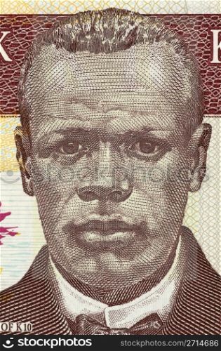 John Chilembwe (1871-1915) on 10 Kwacha 2004 Banknote from Malawi. Orthodox Baptist educator and early figure in resistance to colonialism in Malawi.
