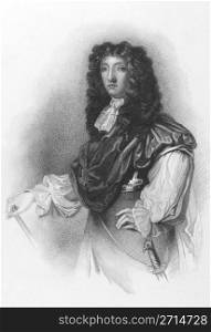 John Graham, 1st Viscount of Dundee (1648-1689) on engraving from the 1800s. Scottish soldier and nobleman, a Tory and an Episcopalian. Engraved by G.B. Shaw after a painting by Peter Lely and published by R.Cadell.
