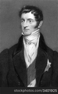 John Manners, 5th Duke of Rutland (1778-1857) on engraving from 1837. British British peer. Engraved by J.Brown after a painting by Robson and published by G.Virtue.