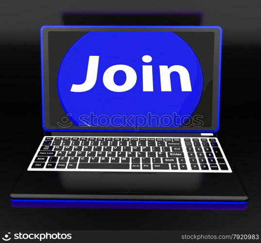 Join On Laptop Showing Subscribing Membership Or Volunteer Online