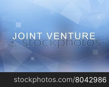 joint venture word on blue blurred and polygon background