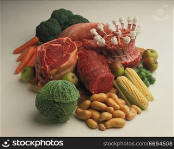 joints of meat and vegatables