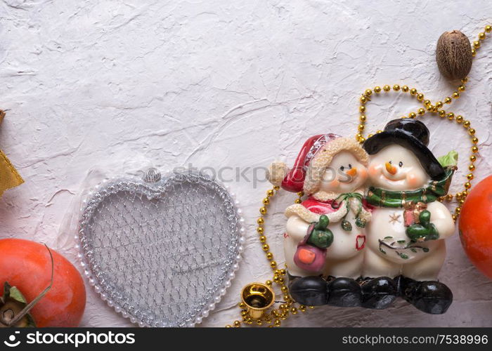 jolly Christmas set around white background. flat lay. close up