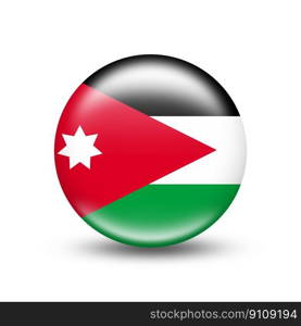Jordan country flag circle with white shadow - illustration. Jordan country flag circle with white shadow