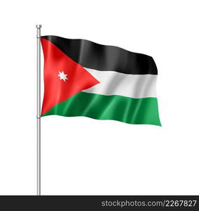 Jordan flag, three dimensional render, isolated on white. Jordanian flag isolated on white