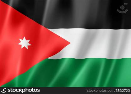 Jordan flag, three dimensional render, satin texture. Jordanian flag