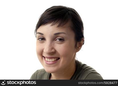 joyful face girl smile white teeth over white background